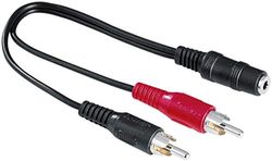 Hama 2 RCA Plugs to 3.5mm Stereo Jack Socket Audio Adapter, Black