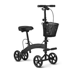 Medline Manual Seated Mobility Scooter Knee Walker, 8” Wheels, 300 lbs. Capacity, Black- for Leg & Foot Injuries, Crutch Alternative, 1 Ct.