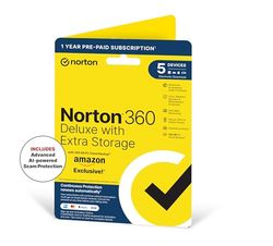 Norton 360 Deluxe with Extra Storage, 50 GB Extra Cloud Backup, Antivirus Software for 5 Devices and 1-year Subscription with Automatic Renewal