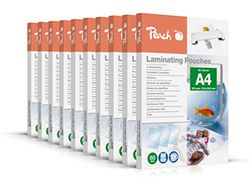 Peach Pellicole plastificatrici A4 – 80 mic – 10 x 100 pouches – Lucide – Qualità premium per i migliori risultati di laminazione – Compatibile con dispositivi di tutte le marche – PP580-0210A