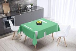 Bonamaison Kitchen Decoration, Tablecloth, Petrol Green, White, 140 x 140 Cm - Designed and Manufactured in Turkey