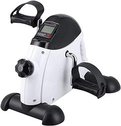 Uten Mini Pedal de Ejercicio Estaticos para Bicicleta de Ejercicio para Brazos y Piernas con Pantalla LCD y Resistencia Ajustable, Ciclo de Resistencia en Interiores (Blanco)