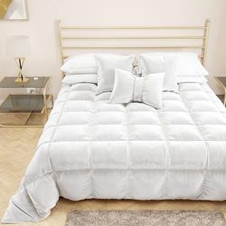 PETTI Artigiani Italiani - Soft and Warm Velvet Quilt, 350 g/m², Double Duvet, Double Duvet, 260 x 270 cm, White, 100% Made in Italy