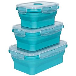 Trespass Unisexs LUNCHSET set med tre hopfällbara lunchlådor, 750 ml/550 ml/350 ml, diskmaskins- och mikrovågsugnssäker, lagoon, varje