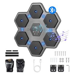 Todeco Bluetooth muziekboksmachine met handschoenen, boksmachine voor kinderen en volwassenen met automatische telling, led smart muziek boksmachine met licht, 9 snelheidsmodi