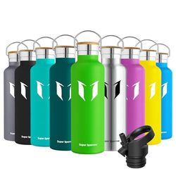 Super Sparrow Drinkfles - 750ml - RVS Waterfles met Herbruikbaar Rietje (2 Doppen), Lekvrij en Vacuüm-Geïsoleerd, BPA-vrij – Ideaal voor Sport & Outdoor