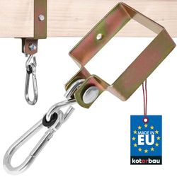 KOTARBAU® Gancio Altalena 90 x 90 mm Gancio Quadrato Moschettone Morsetto per Altalena Giardino Gancio Amaca Sospesa Ganci per Altalena da Esterno Ganci in Acciaio Zincato Dorato