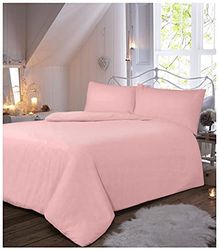 GC GAVENO CAVAILIA Juego edredón y Fundas de Almohada de Franela térmica teñida de Lujo, de fácil Cuidado, Suave y Acogedor, 100% algodón Cepillado, Color Rosa, Ropa de Cama Doble, Doublé