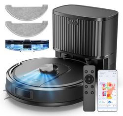 Vexilar Robot Aspirapolvere Lavapavimenti con Mappatura,5000Pa,180 minuti,Svuotamento Automatico,W11 Aspirapolvere Robot Lavapavimenti Autopulente con Stazione per Tappeti/Pavimenti/Peli