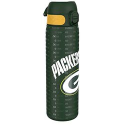NFL Packers Lichtgewicht Stalen Waterfles, 600 ml/20 oz, Zonder Isolatie, Lekvrij, Makkelijk te Openen, Veilige Vergrendeling, Vaatwasserbestendig, Hygiënische Flipcover, Draaggreep, Duurzaam
