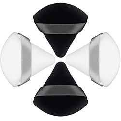 4 Pcs Triangle Powder Puffs, Reusable Triangle Sponges with Strap, Soft and skin friendly for Loose Powder Body Eyes Cosmetic Foundation Wet Dry Makeup Tool(Black+White)