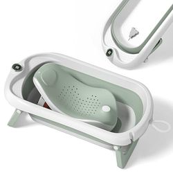 Baignoire Bébé Pliable XXL Avec Transat De Bain Pour Bebe & Thermomètre Intégré - Baignoire Enfant Avec Siege De Bain Pour Bebe - baignoire Bebe Sur Pied - Cadeau De Naissance Fille Ou Garçon