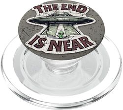 El final está cerca de OVNI pequeños hombres verdes alienígena amigo divertido ET PopSockets PopGrip para MagSafe