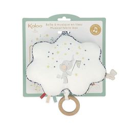 Kaloo - Petites Chansons, K210001, muziekbox van stof en hout, muziekkussen, 15 cm, liedbril Petite Etoile, baby-prikkelend kussen, blauw en wit, vanaf de geboorte