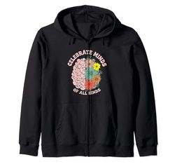 Celebrate Minds Of All Kinds Neurodiversity Autism Awareness Zip Hoodie