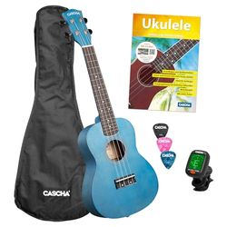 Concert Ukulele Linden Blue Set (incl. tas, 3 Picks, Book, Tuner)