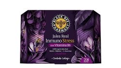 Black Bee - Jalea Real Inmuno Stress, Complemento Alimenticio con Jalea Real, Vitamina B, Reishi, Shiitake y Azafrán, Defensa y Bienestar Mental - 20 Ampollas
