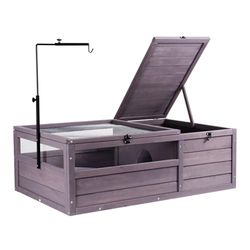 VEVOR Maison pour Tortues, Habitat pour Tortues Intérieur Extérieur, Enclos en Bois pour Tortues avec Support Lampe Réglable, Cage pour Reptiles, Petits Animaux, Gecko, Lézard, Serpent, 96,5x61x33 cm