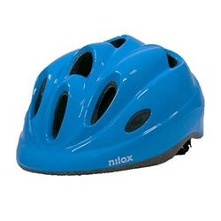 Nilox, Barnhjälm, storlek S/M Huvudomkrets på 52-57 cm, Cykelhjälm Tillverkad med Mold-teknik, med LED-ljus bak 3 intermittens och 8 luftintag, blå