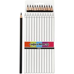 Colortime Kleurpotloden, zwart, stift: 3 mm, L: 17 cm, sokkel, 12 stuks