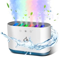 AiQInu Humidificateur d'Air 900ML, Pick-up Dynamique Humidifier Chambre avec 6 Buses et 7 Couleurs LED, 25dB Ultra Silencieux, Humidificateur pour Maison, Bureau, 18x12x8 cm