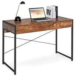 COSTWAY Bureau, rustiek bruin, 112 x 48 x 76 cm