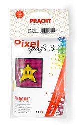 Pixel P90028-00505 Divertente set da ricamo stella per bambini, immagine pixel su piastra di base, semplice sistema a innesto con pietre in bioplastica, senza stirare e incollare