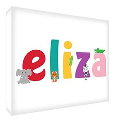 Feel Good Art Galerie verpakt canvasfoto voor de kinderkamer, solide front panel leuke illustraties en gepersonaliseerd met de naam Girl 's (20 x 30 x 4 cm, klein, lhv-eliza)
