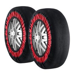 VEVOR Tjockare snöstrumpor för däck, polyesterfiber däckstrumpor med elastiska remmar, snödragning däckskydd för bil, SUV, pickup och lastbil (paket med 2) – extra stor