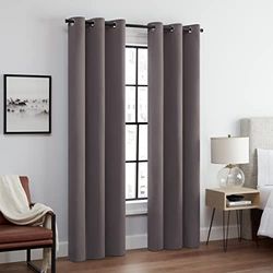 Eclipse Andover Rideaux occultants Thermiques à Triple Tissage avec œillets pour Chambre à Coucher (2 Panneaux), 106,7 x 213,4 cm, Gris