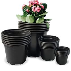 RAOOKIF 24 stuks kwekerijpotten variëteit pakket 3 4 5 5 6 inch, plastic plantenpotten met drainagegaten, verschillende maten ronde kwekerij plantenpot, zwarte bloempotten (zwart-3 + 4 + 5+6 in)