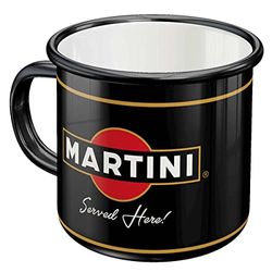 Nostalgic-Art Retro Emaille mok, Martini - Served Here – Geschenkidee voor cocktailfans, Kampeer beker, Vintage design, 360 ml