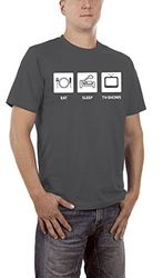 Touchlines Heren Eat Sleep Tv T-shirt, grijs (Darkgrey 17), S