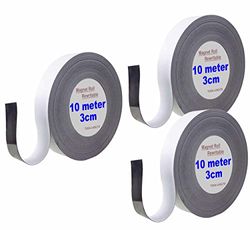 Tuka TKD9046 Magneetband, 30 m x 30 mm x 1 mm, herbeschrijfbaar, markeringstape voor lagerkentekens, whiteboard, koelkast, magneetborden enz. beschrijfbaar, op maat te snijden, 3 x 10 m, wit