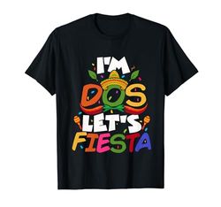 I'm Dos Let's Fiesta Sombrero 2 Anni 2 ° Compleanno Bambini Maglietta