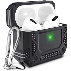 Epxee Skyddsfodral för AirPods Pro fodral PC TPU stötsäkert fodral med karbinhake kompatibel med AirPods Pro, svart