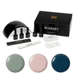 BLUESKY Gel Nail Polish Starter Kit - Autumn, Gel Nail Kit with 24W UV LED Lamp Nail Dryer, 3 x 10ml Gel Nail Polishes, Cleanser Wipes, Top and Base Coat, Nail File and Buffer