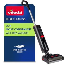 Vileda PureClean S5 Aspirador inalámbrico para Limpieza en seco y húmedo, Negro