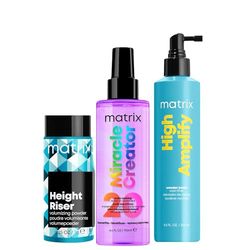 Matrix Styling Heat Protection spray, Miracle Creator 20 190ml, High Amplify Wonderboost volumising spray 250ml and Height riser volumising powder 7g for Prep, Style and Finish hair styling