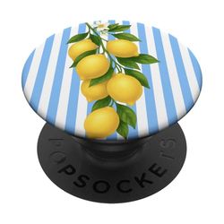 Azul Limón Rayas Vintage Coqueta Verano Frutas Estética PopSockets PopGrip Adhesivo