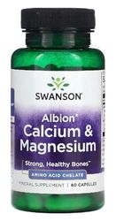 Swanson - Albion® CHELATED CALCIUM & MAGNESIUM | Albion Calcio y Magnesio Quelados | Apoya la fuerza ósea y la salud del corazón - 60 Cápsulas