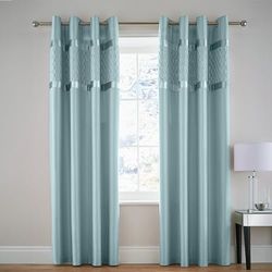 Catherine Lansfield Cortinas forradas, com ilhoses, de 167 x 228 cm, dois painéis, cor azul, ovo de pato