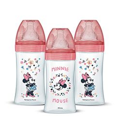 Dodie Zestaw 3 butelek antykolkowych Initiation+, Minnie, 270mL, 0-6 miesięcy, okrągły smoczek, przepływ 2
