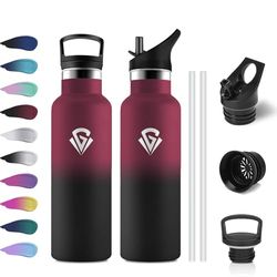 Botella Termica 500ml, Botella Agua Acero Inoxidable Niños Cantimplora Termo con Pajita, Reutilizable, sin BPA, Fácil de llevar, Cantimplora Termica para Niños, Escuela, Adultos, Camping, Gimnasio