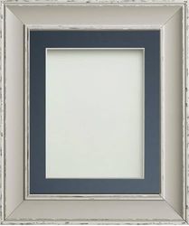 Frame Company Brooke Moonstone Grey Photo Frame, Blue Mount, 12x10 for 10x8 inch, fitted with perspex