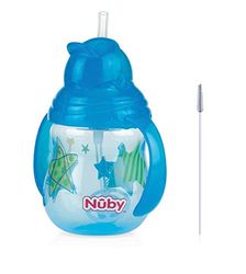 Nûby ID10324AQUA"Pin Point" drinkrietbeker, 240 ml, blauw
