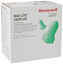 Howard Leight by Honeywell MAXIMUM LITE oordopjes voor eenmalig gebruik zonder kabel, groene kleur, T-vorm met contouren, ideaal voor werknemers met kleinere gehoorgangen, SNR 34 dB (200 paar)