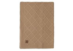 Jollein Babydeken Check Knit, Biscuit - 75 x 100 cm - 60% katoen, 40% acryl - voor babywieg - 1,0 TOG - Oeko-Tex gecertificeerd - breipatroon