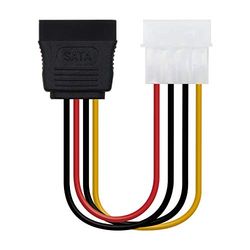 16 cm SATA-voedingskabel met 4-polige Molex-connector naar SATA – ideaal voor het aansluiten van harde schijven en optische stations die een Molex-aansluiting nodig hebben.