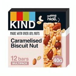 KIND Bars, Gluten Free Snack Bars, Caramelised Biscuit Nut, High Fibre, No Artificial Colours, Flavours or Preservatives, Multipack 12 x 40g